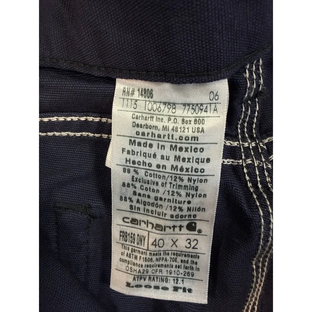 Carhartt FR FRB159DNY Flame‎ Resistant Canvas Work Pants 40x32 Loose Fit NWT